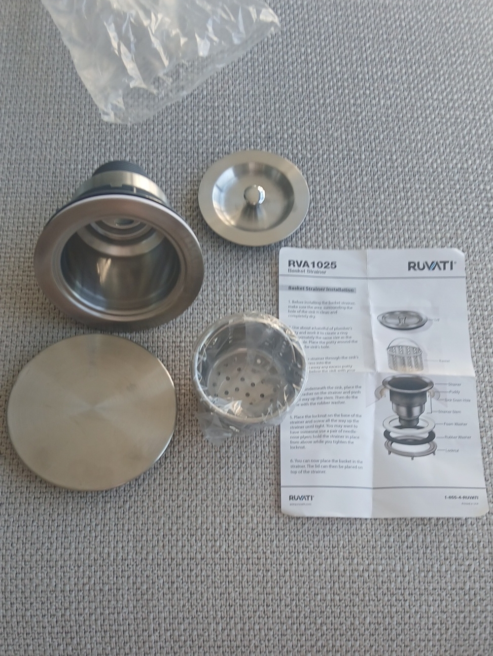 Stainless Steel Sink Strainer and Stopper - Brushed Silver